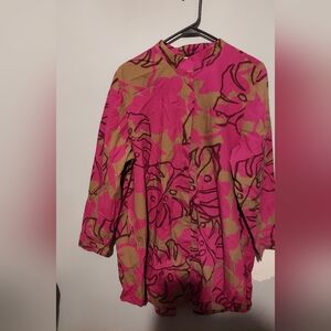 NOEN Abstract Button Tunic Top Lagenlook Boho Art to Wear Artsy Size 44 US 14